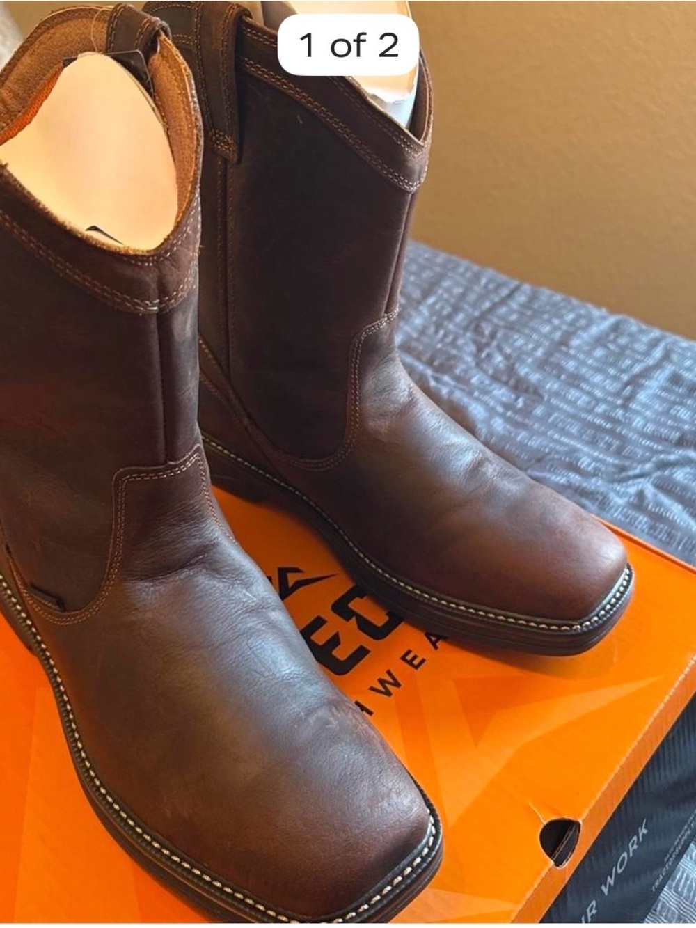 Men's Brown Cowboy Work Boots - Classic Pull-On Western Style